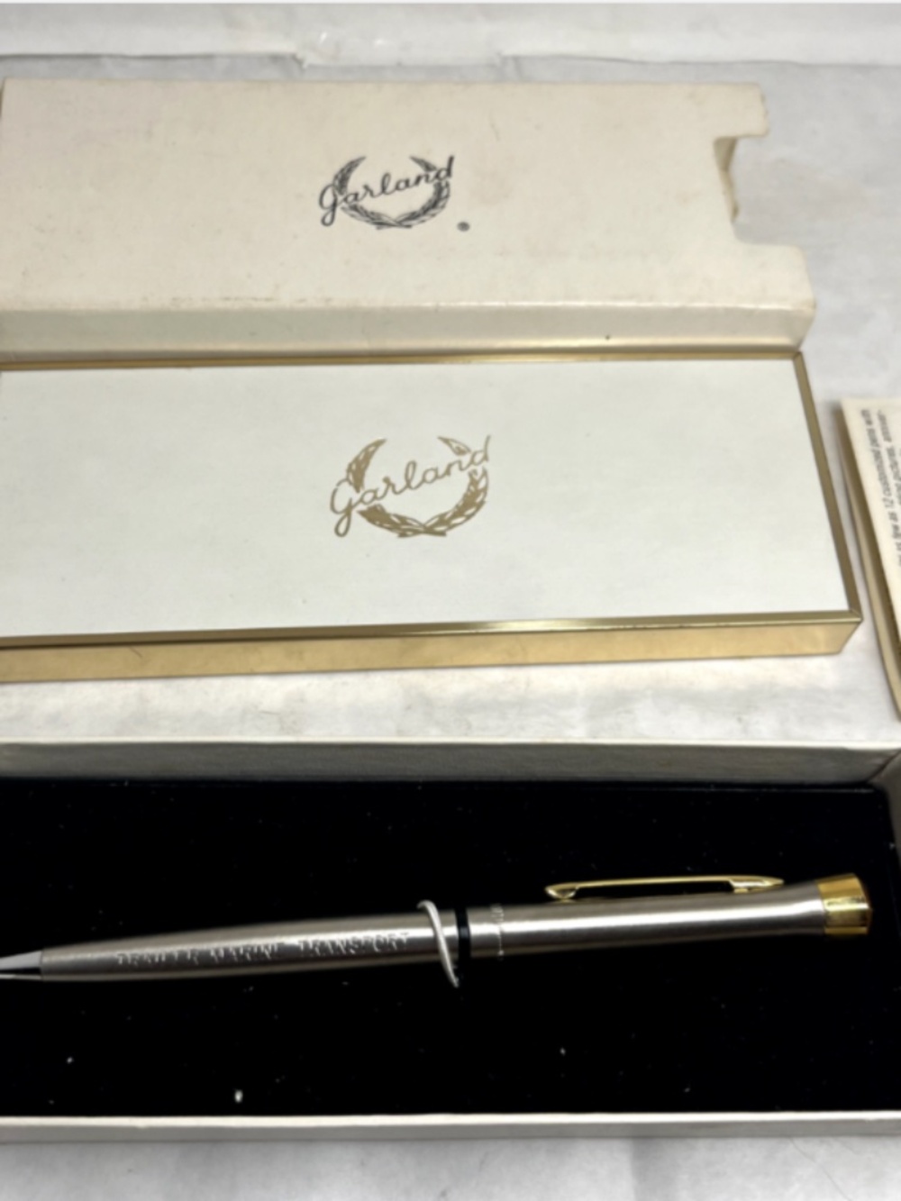 Vintage GARLAND Eaton Bubble Top Advertising Ballpoint Pen in Box TMT Top w/card